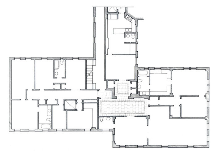 Plan for interior renovation combining two apartments